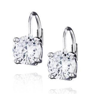 Dámské stříbrné náušnice na klapku s kulatými zirkony