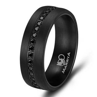 Dámský karbonový prsten s černými zirkony