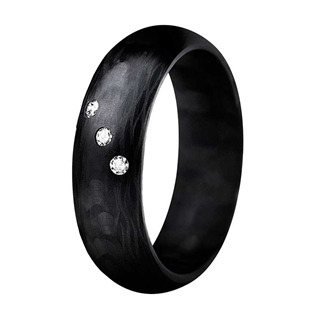 Dámský karbonový prsten s diamanty, vel. 48
