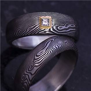 Dámský kovaný prsten Damasteel Prima 2mm diamant