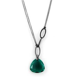 Dámský ocelový náhrdelník - zelený kámen
