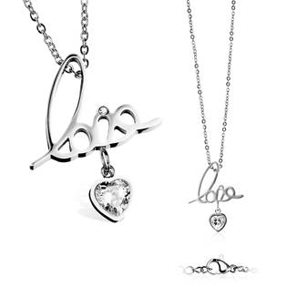 Dámský ocelový náhrdelník s přívěškem "love"