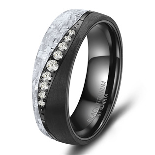 Dámský snubní prsten BLACK TITANIUM s diamanty, vel. 52