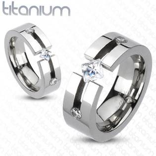 Dámský snubní prsten titan, šíře 6 mm, vel. 55