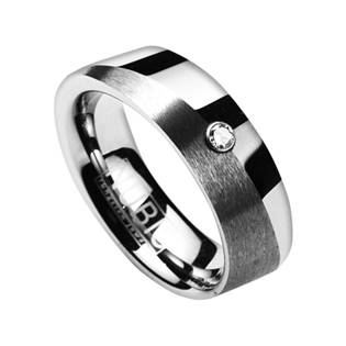 Dámský snubní prsten wolfram - zirkon, šíře 6 mm, vel. 50