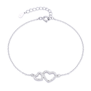 Dámský stříbrný náramek dvojité srdíčko