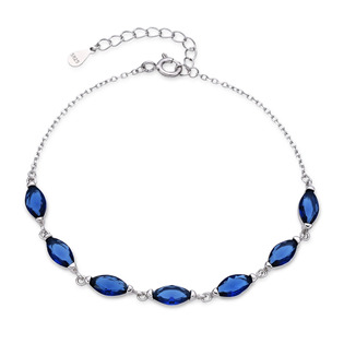 Dámský stříbrný náramek s modrými kamínky