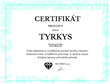 certifikát TYRKYS strana 1