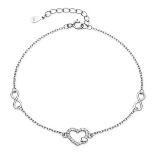 Dámský stříbrný náramek srdce a nekonečno