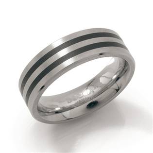 Dámský titanový snubní prsten s černými pruhy BOCCIA® 0101-17