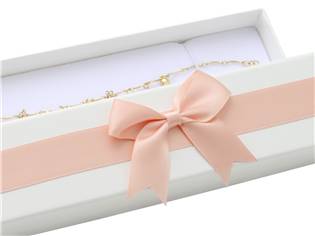 Dárková krabička na náramek, bílá s růžovou mašlí