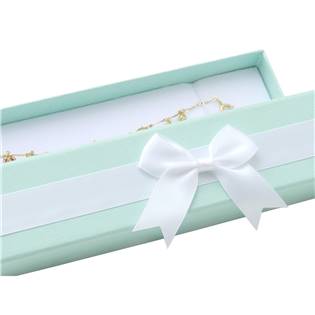 Dárková krabička na náramek, modrá s bílou mašlí