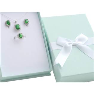 Dárková krabička na soupravu, modrá s bílou mašlí