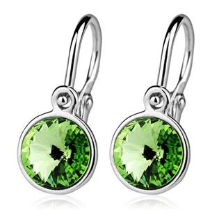 Dětské stříbrné náušnice, Crystals from SWAROVSKI®, barva: Peridot