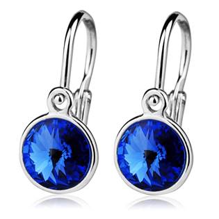 Dětské stříbrné náušnice, Crystals from SWAROVSKI®, barva: Sapphire