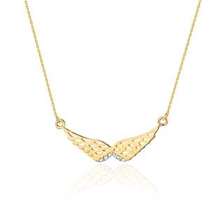 Diamantový náhrdelník andělská křídla, žluté zlato a brilianty