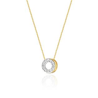 Diamantový náhrdelník kolečko, žluté a bílé zlato a brilianty