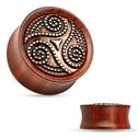 Dřevěný plug do ucha Rose Wood s ornamenty