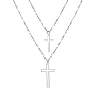 Dvojitý ocelový náhrdelník s křížky