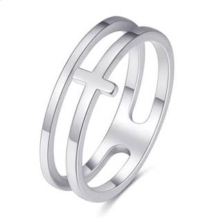 Dvojitý ocelový prsten s křížkem