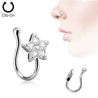 Falešný piercing do nosu hvězda - klips