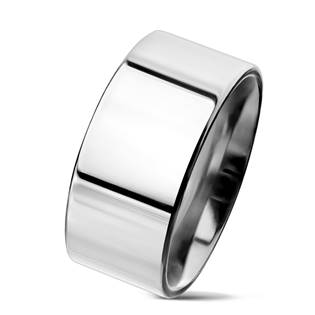 Hladký leštěný ocelový prsten šíře 10 mm