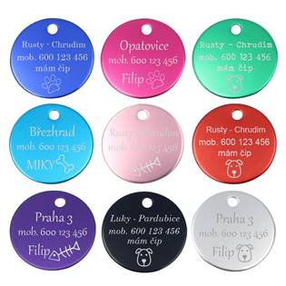 Hliníková psí známka kulatá