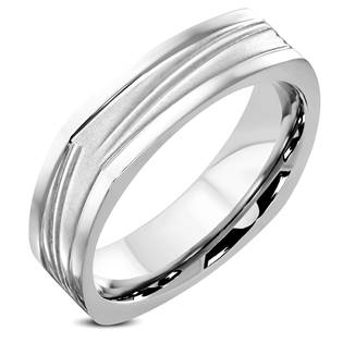 Hranatý ocelový prsten, šíře 3 mm, vel. 70