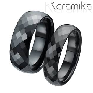 KM1002 Keramické snubní prsteny šíře 6mm + 8mm  - pár