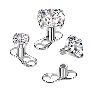 Kompletní microdermal piercing 1,2 mm - čirý zirkon