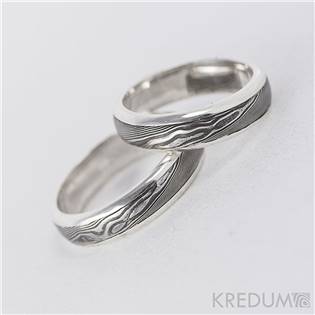 Kované snubní prsteny Damasteel Luna - pár