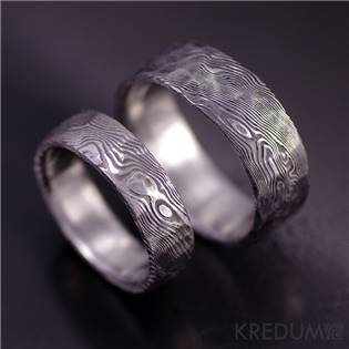 Kované snubní prsteny Damasteel Natura - pár