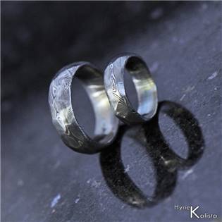 Kované snubní prsteny Damasteel Rocksteel - pár