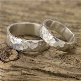 Kované stříbrné prsteny Natura - pár