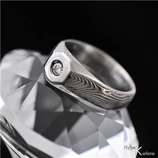 Kovaný Damasteel prsten Alane diamant 3 mm