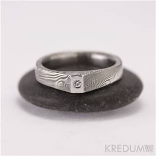 Kovaný Damasteel prsten Glorie diamant 1.5 mm
