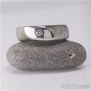 Kovaný Damasteel prsten Intimity Slim, diamant 2,7 mm