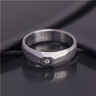 Kovaný Damasteel prsten miniAlane diamant