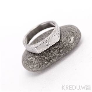 Kovaný Damasteel prsten PROLILI diamant 2 mm