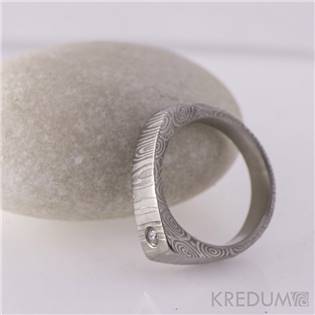 Kovaný prsten damasteel diamant 1,7 mm - Cleans