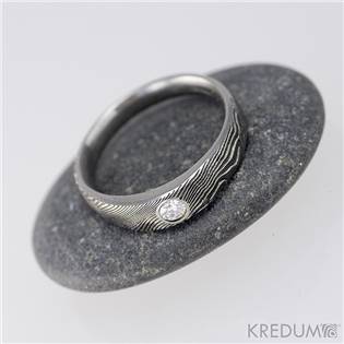 Kovaný prsten damasteel Siona diamant 2,7 mm