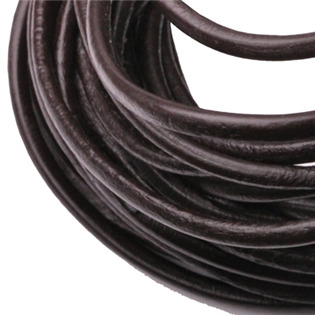 Kožená šňůrka kulatá tmavě hnědá, tl. 3 mm