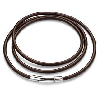 Kožený náhrdelník hnědý - ocelový uzávěr, tl. 3 mm, délka 50 cm