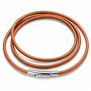 Kožený náhrdelník přírodní kůže - ocelový uzávěr, tl. 3 mm, délka 45 cm