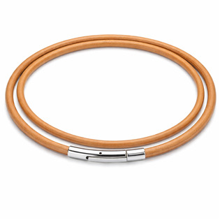 Kožený náhrdelník přírodní kůže - ocelový uzávěr, tl. 4 mm, délka 40 cm