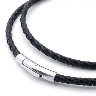 Kožený náhrdelník splétaný - ocelový uzávěr, tl. 4 mm