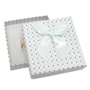 Krabička na soupravu šperků bílá, šedé a modré puntíky