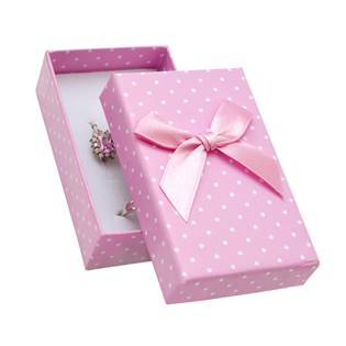 Krabička na soupravu šperků růžová, s puntíky