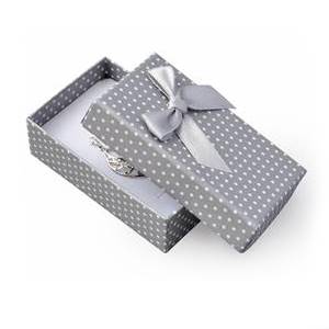 Krabička na soupravu šperků šedá, bílé puntíky