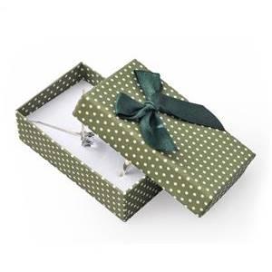 Krabička na soupravu šperků zelená, bílé puntíky